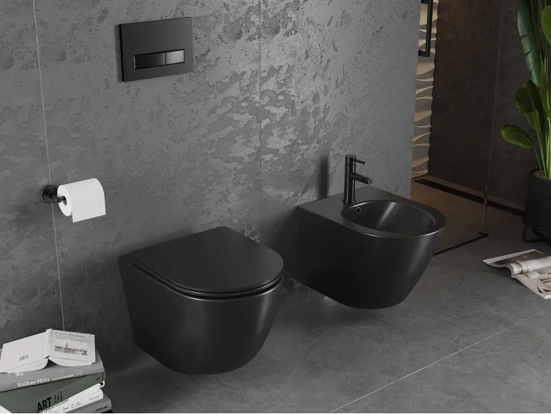 Mexen Lena miska wc Rimless z deską wolnoopadającą slim, duroplast, czarna mat - 30221085