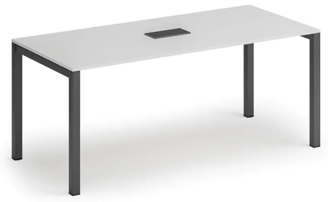 Stół konferencyjny PRIMO SQUARE, 180x80 cm, biały + port blatowy TYP VI, czarny