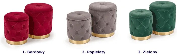 Zestaw puf pikowanych Hermos - popiel