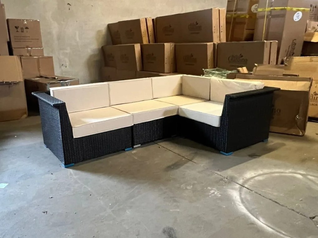 Modułowy narożnik z czarnego technorattanu Outlet