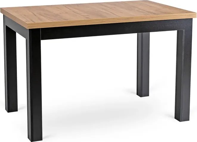 Zestaw Stół Rozkładany SKUBI 120-160 cm Dąb Craft/Czarny i 4 Krzesła NARIS Czarne