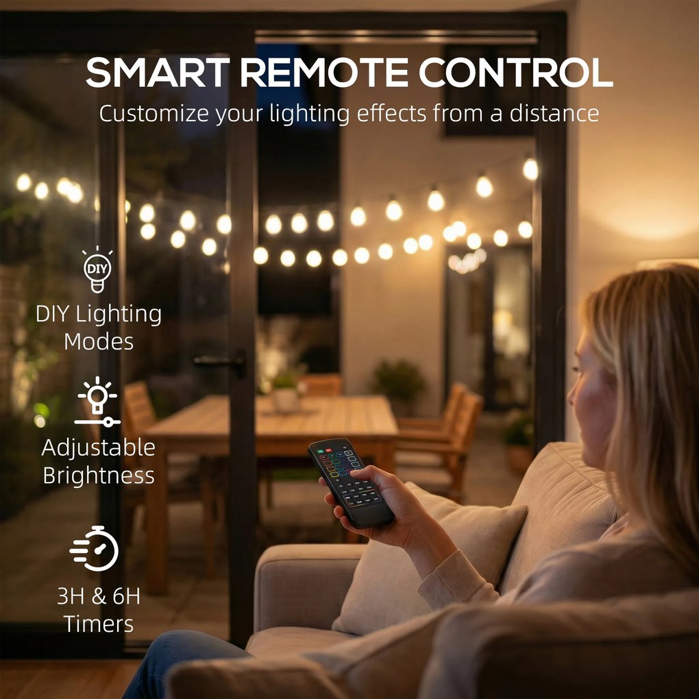 HOMCOM Kurtyna Świetlna RGBW, IP44 Wodoodporna, Dekoracja na Wnętrza i Na Zewnątrz | Aosom PL