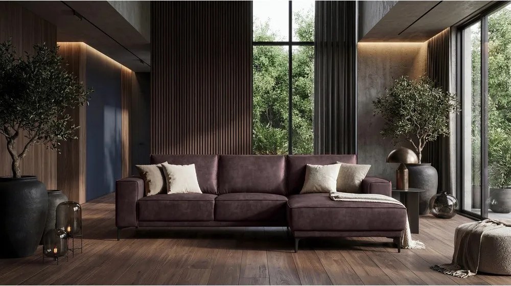 Ciemnobrązowy narożnik z imitacji skóry (prawostronny) Copenhagen – Scandic