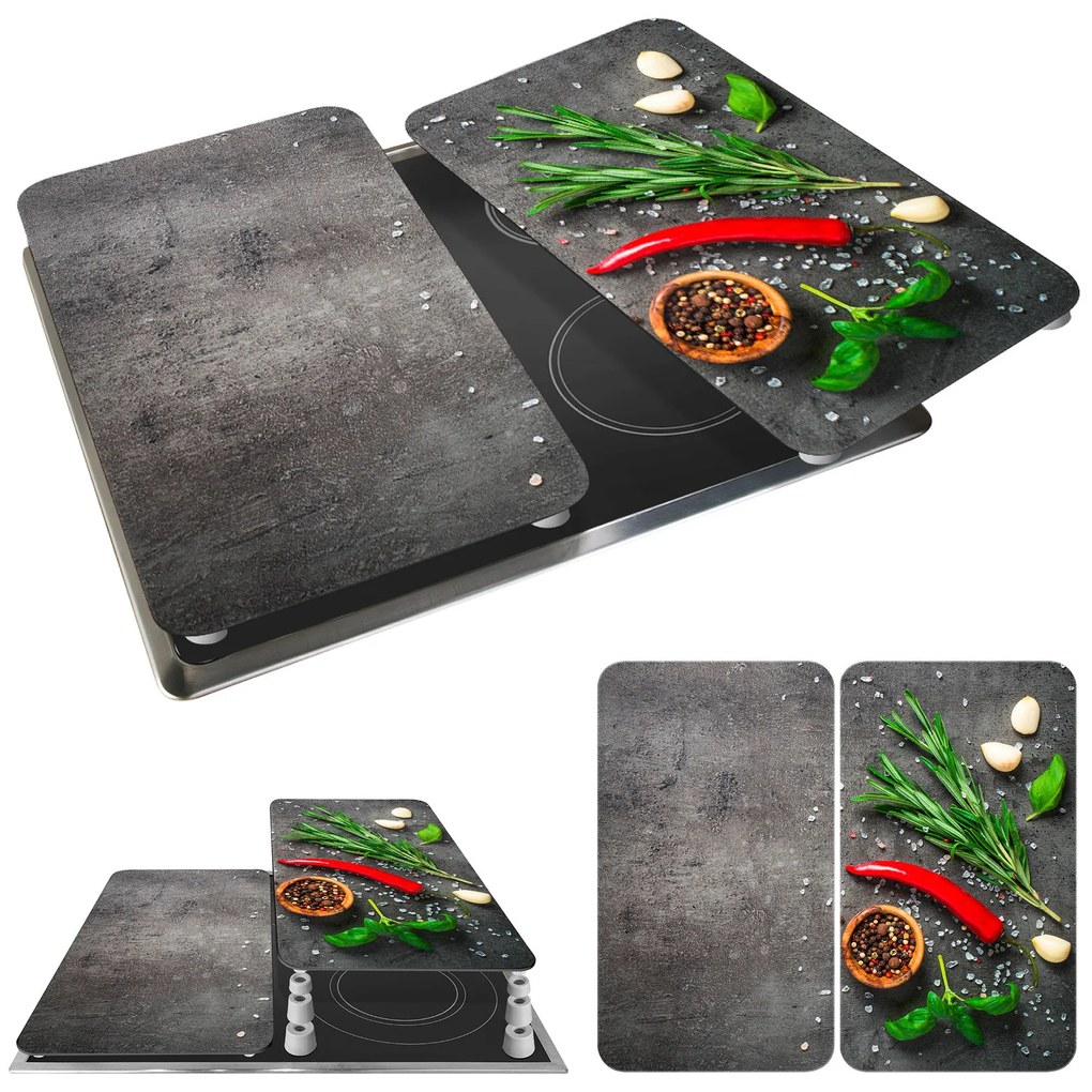 Szklane płyty ochronne na kuchenkę ROSEMARY, 2 sztuki