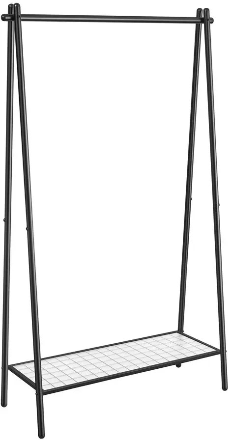 Czarny stalowy stojak na ubrania z półką C7-D78