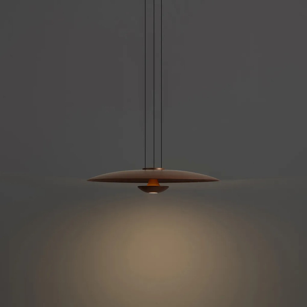 Nowoczesna lampa wisząca brązowa z drewnem orzechowym ze ściemnialnym LED - Smith