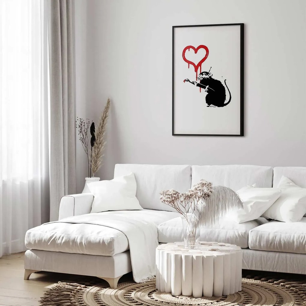 Plakat Love Rat 21x30 cm z ramą czarną z marginesem ARTGEIST B