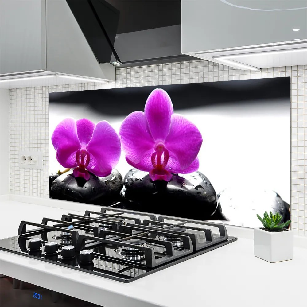 Szkło do Kuchni na Ścianę Szlachetny Kwiat Orchidei
