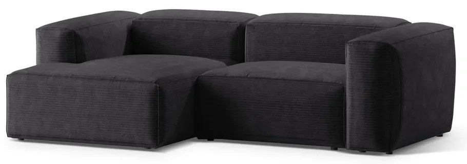 Ciemnoszary sztruksowy narożnik (lewostronny/z szezlongiem) Bergamo – Cosmopolitan Design