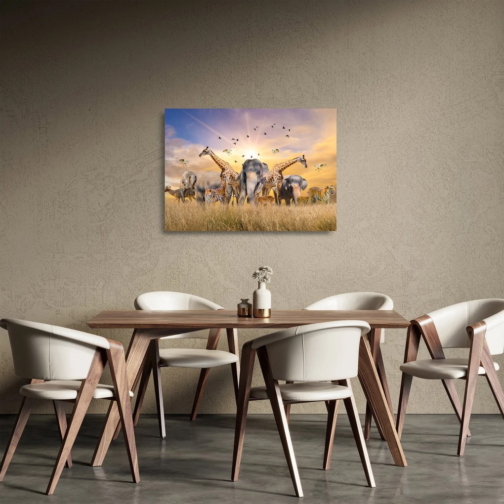 Obraz na szkle - Afrykańskie zwierzęta (70x50 cm)