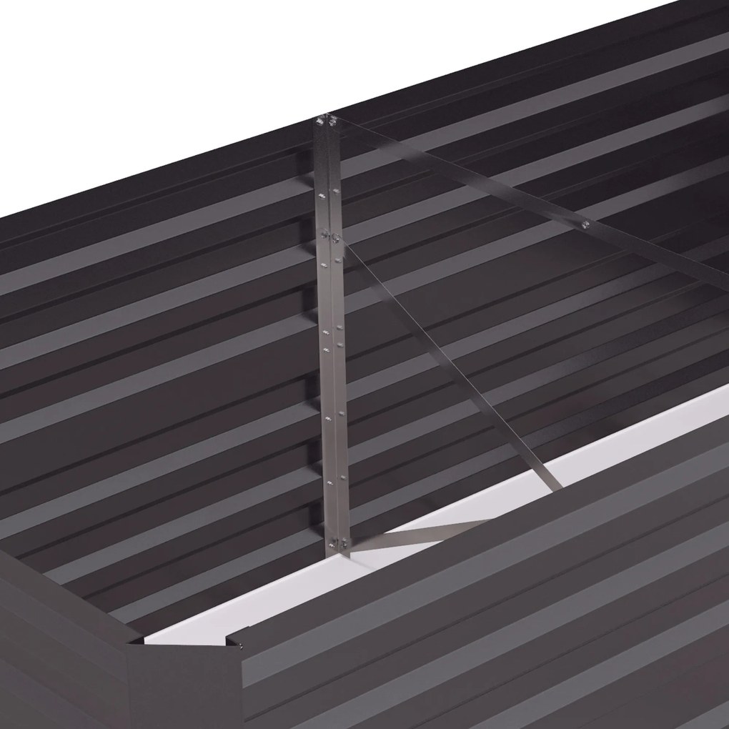 Outsunny Pojemnik na rośliny, Praktyczny kwietnik do sadzenia, pielęgnacji, Wysoki grząd, Stal, Ciemnoszary