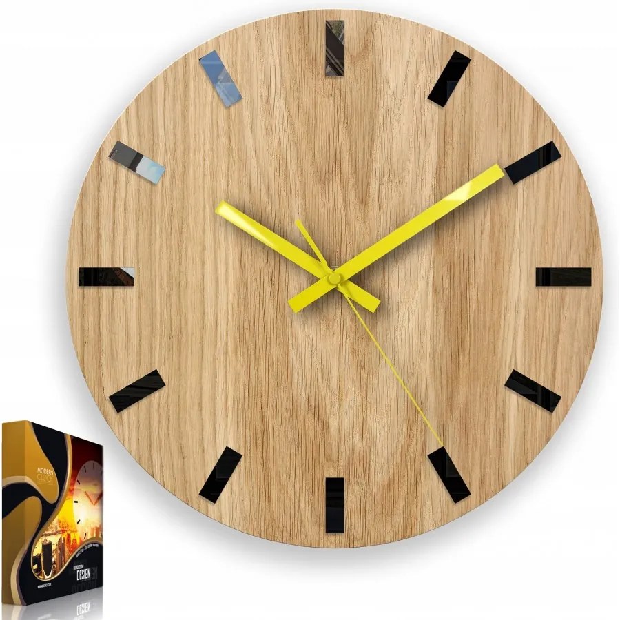 Zegar na ścianę nowoczesny drewniany z cichym mechanizmem okrągły solidny
