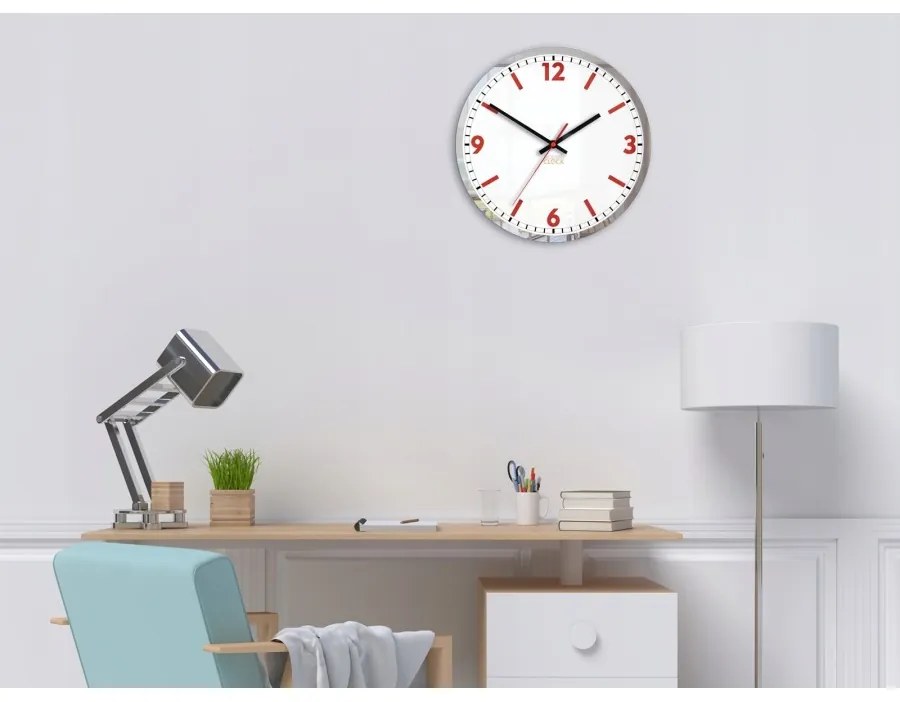 Zegar na ścianę klasyczny cichy mechanizm okrągły z białą tarczą akrylowy