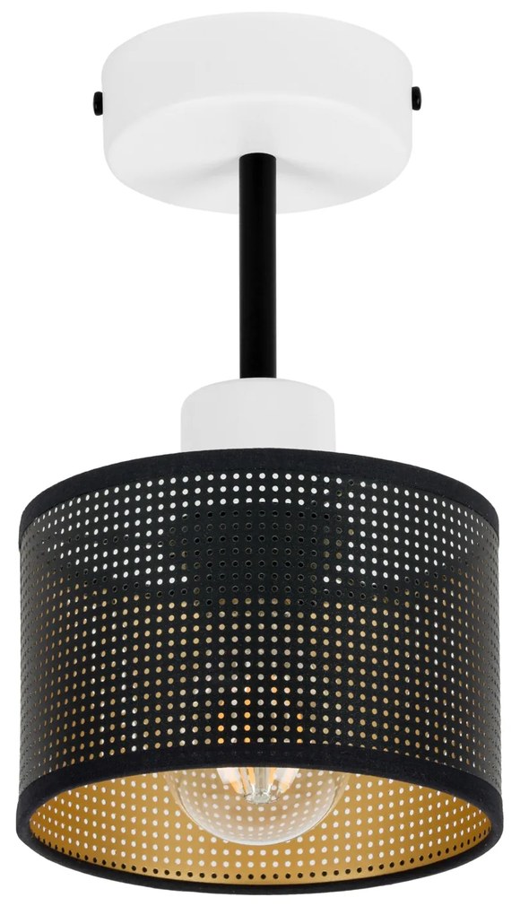 Lampa sufitowa biała jednopunktowa z czarnym abażurem B-1010WE-SC E27