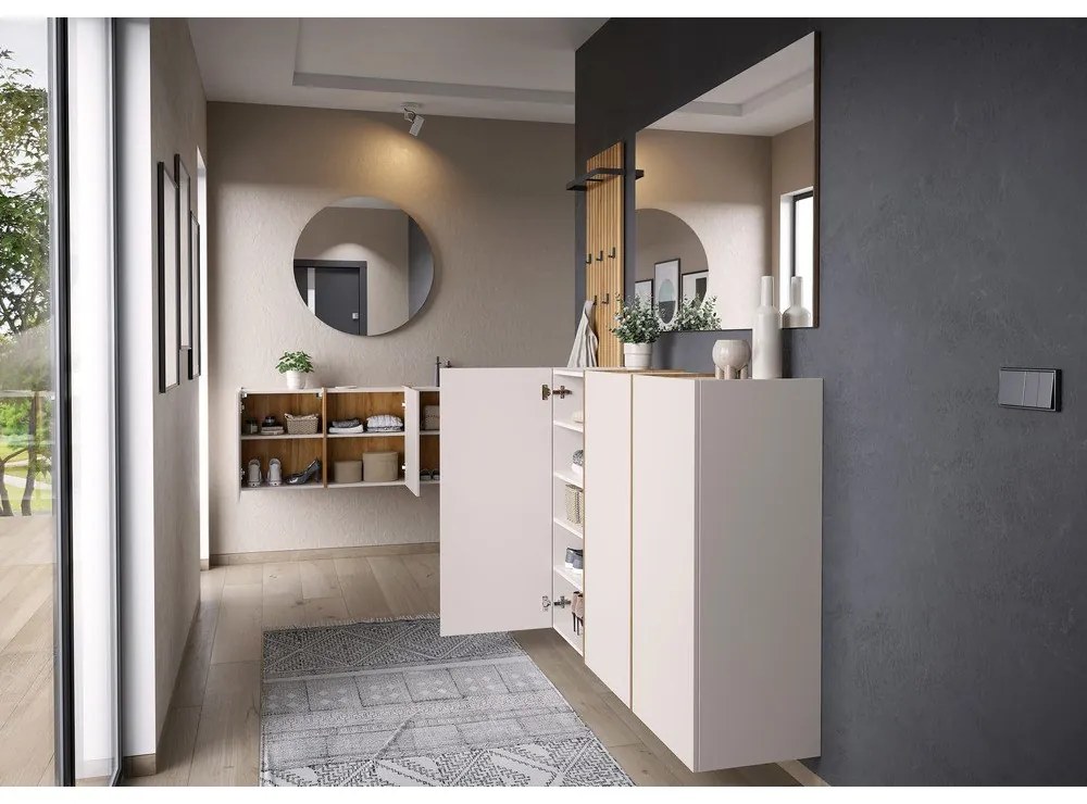 Kremowa szafka pod przedpokoju 138x103x38 cm Libbiano – Germania