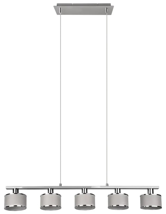 Lampa wisząca w beżowo-srebrnym kolorze z tekstylnym kloszem Kaprun – Trio