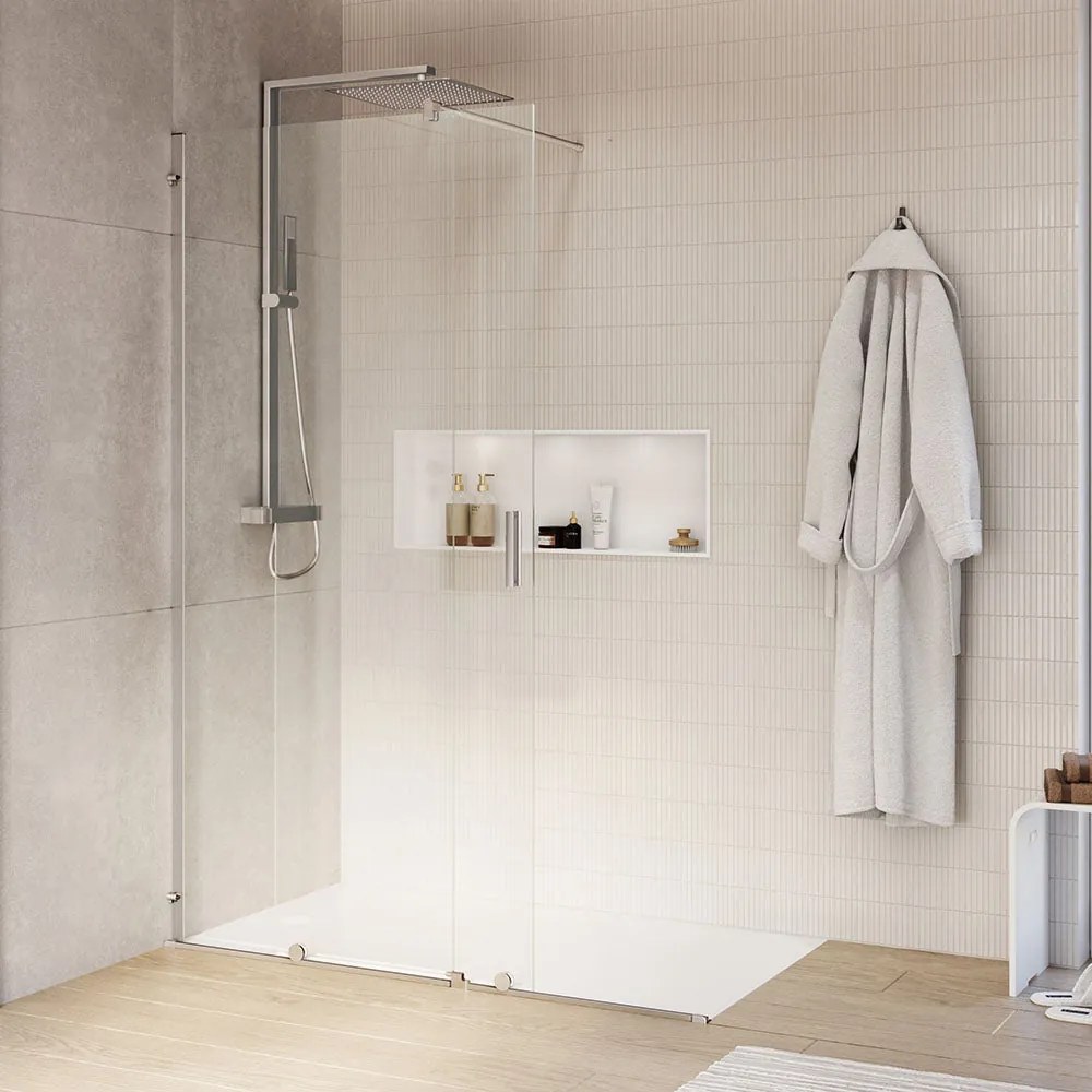 Drzwi prysznicowe przesuwne ze ścianką NT101