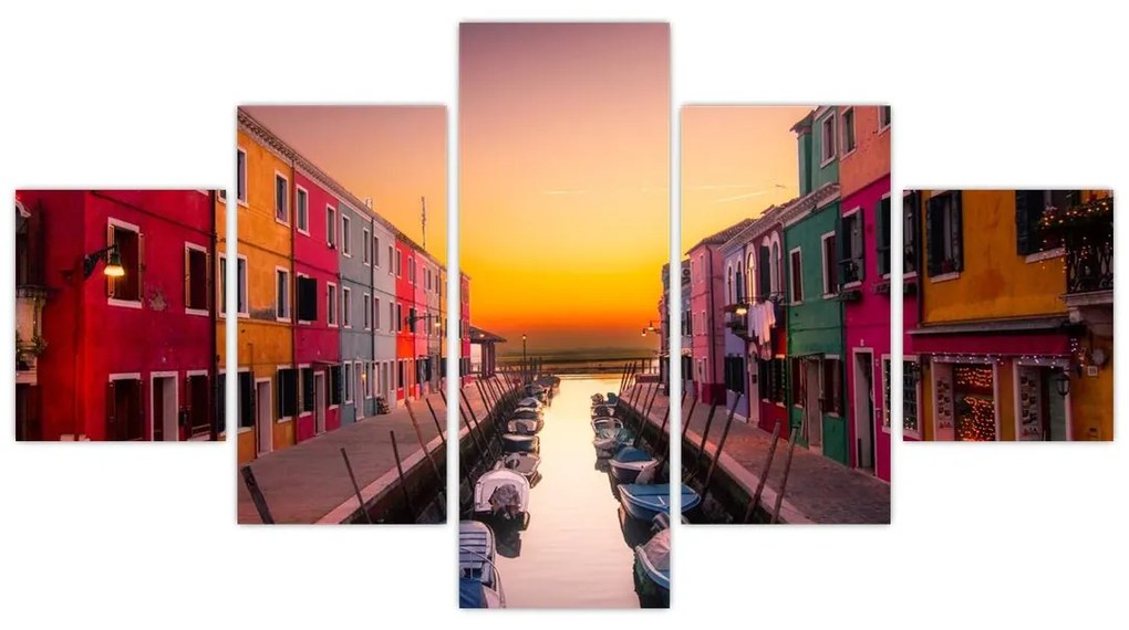 Obraz - Zachód słońca, wyspa Burano, Wenecja, Włochy (125x70 cm)