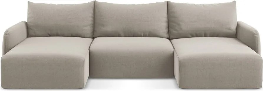 Szarobrązowy aksamitny rozkładany/ze schowkiem narożnik (w kształcie litery U) Kalena – Makamii