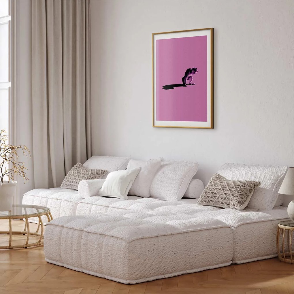 Plakat Mała małpka 60x90 cm z ramą złotą z marginesem ARTGEIST B