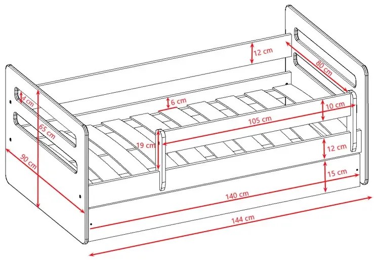 Łóżko dla dziewczynki z materacem Acar 2X 80x140 - różowe