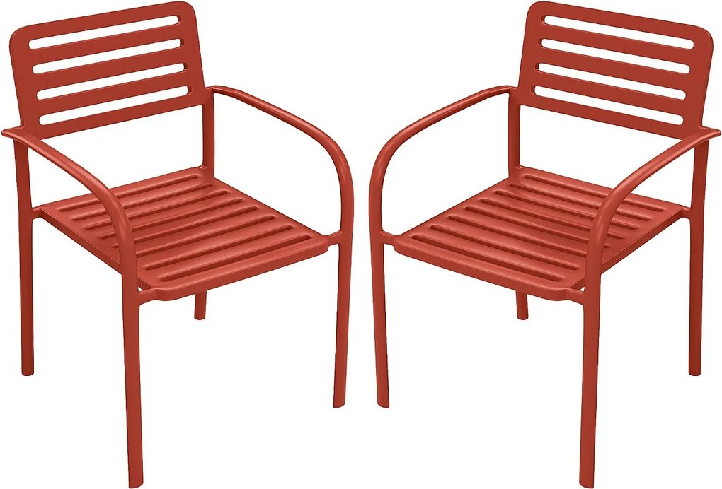 Zestaw 2 metalowych, składanych foteli ogrodowych - Terracotta - NILY od MYLIA