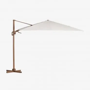 Parasol Z Tkaniny I Stali Hydra Biały - Brązowy Drewno Kasztanowe - Sklum