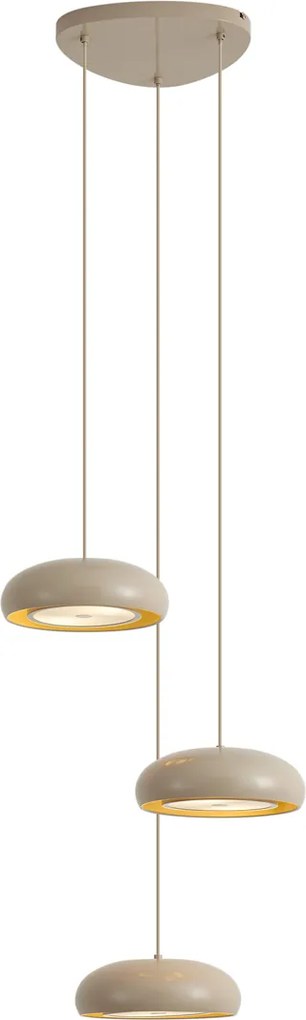 Lampa wisząca retro taupe z metalowym kloszem 6-punktowa - Macaron