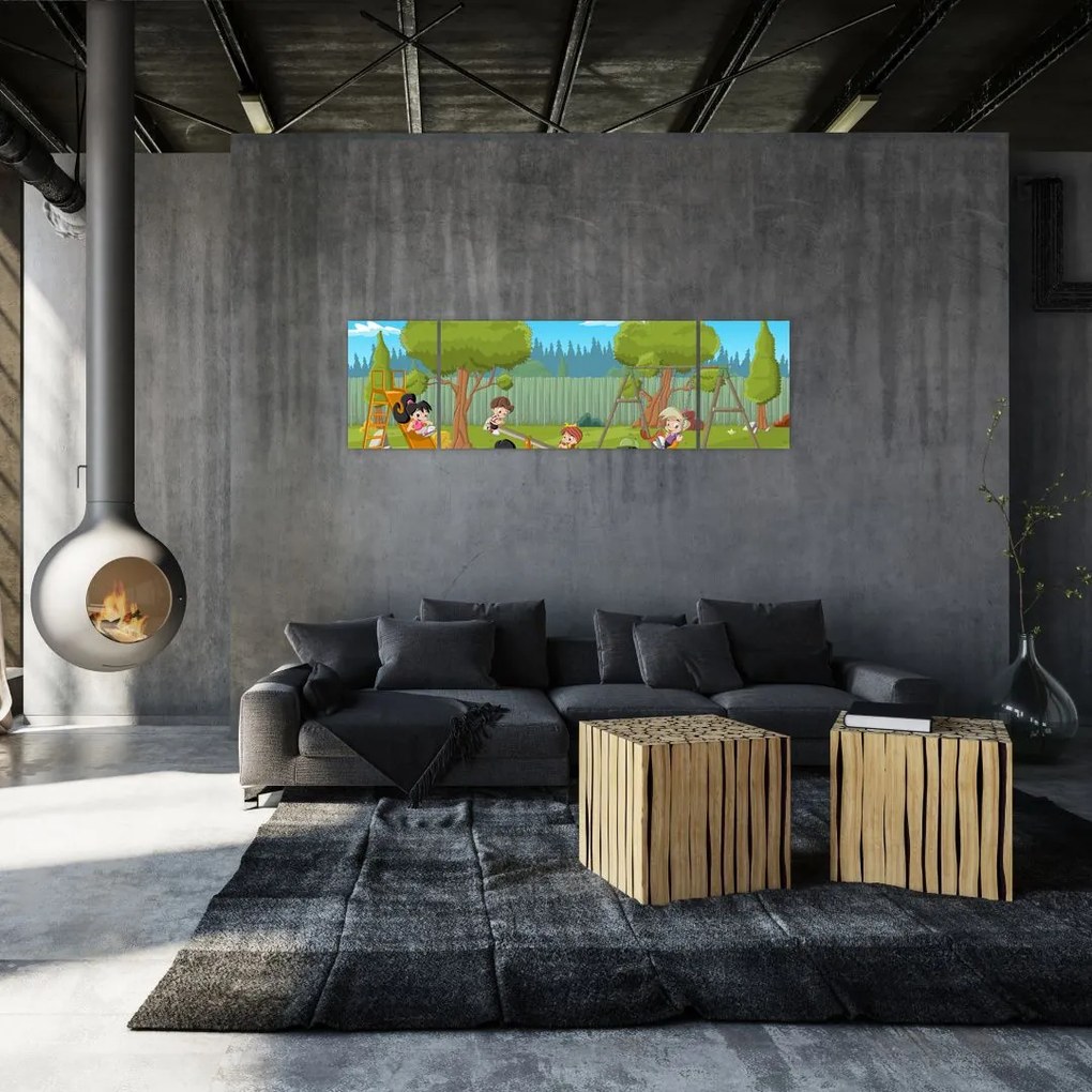 Obraz - Dzieci na placu zabaw (170x50 cm)