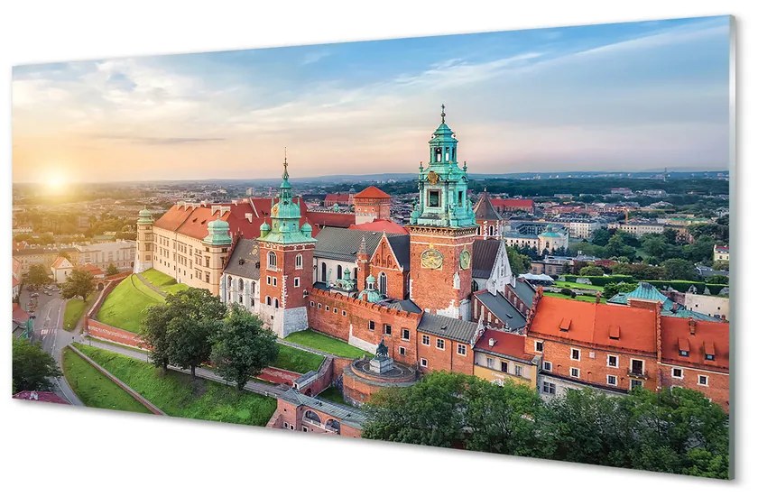 Panel Szklany Kraków Zamek panorama wschód słońca