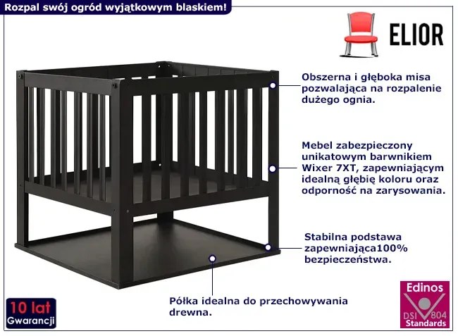 Kwadratowe minimalistyczne palenisko ogrodowe - Elaza