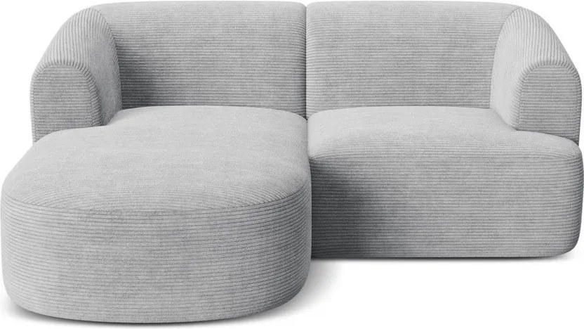 Jasnoszary sztruksowy narożnik (lewostronny/z szezlongiem) Campi – Cosmopolitan Design