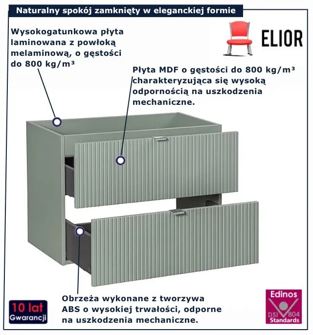 Szałwiowa szafka pod umywalkę z szufladami  B1-R74