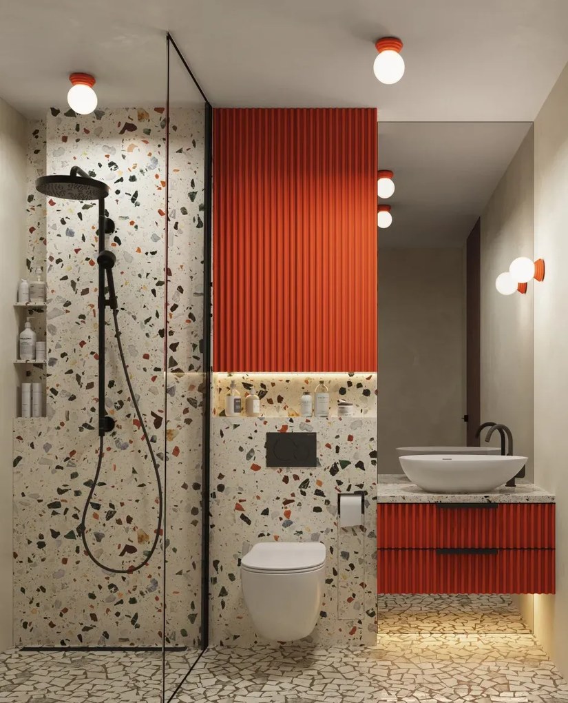 Brzoskwiniowy kinkiet z okrągłym szklanym kloszem E1-Z54