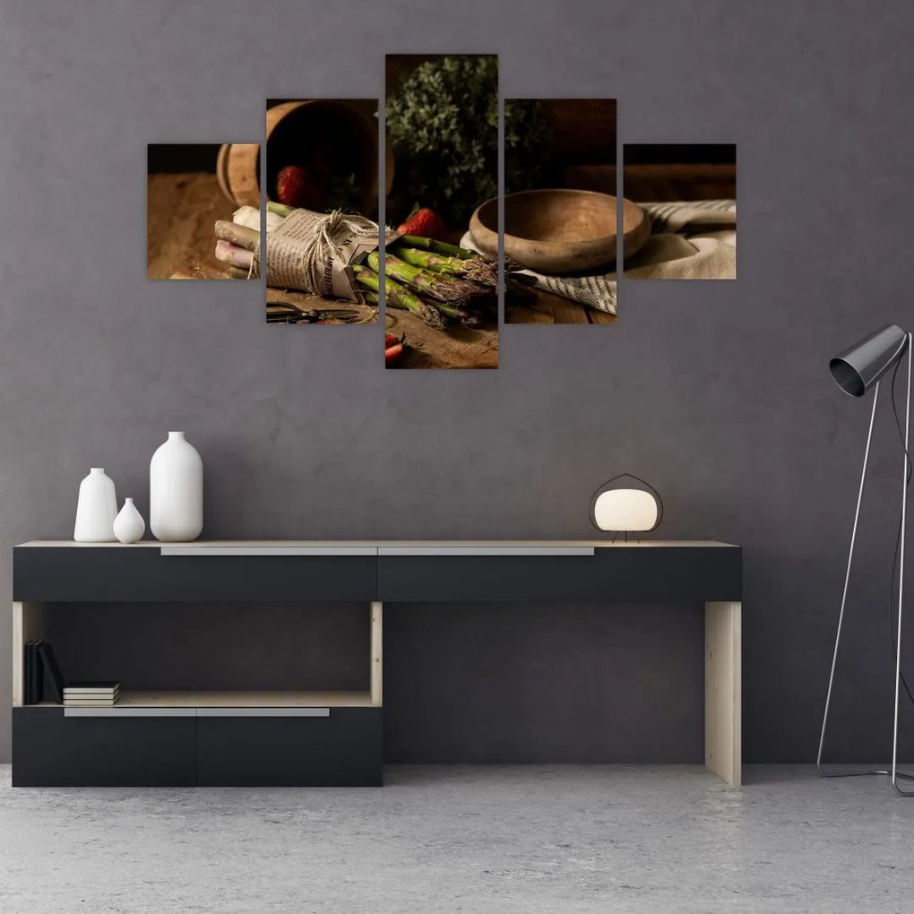 Obraz szparagów na stole (125x70 cm)