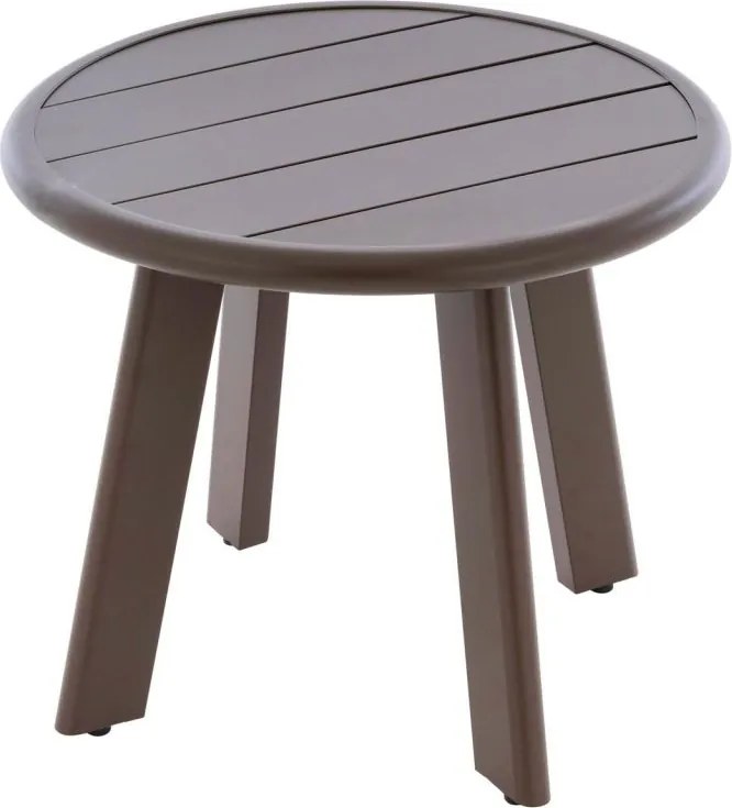 Okrągły aluminiowy stolik, ciemnobrązowy