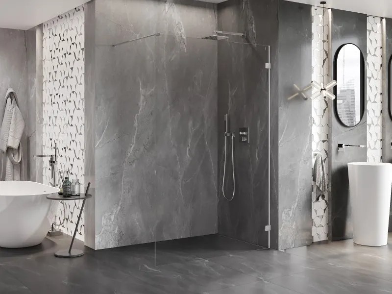 Mexen Lunar ścianka prysznicowa Walk-in prawa 90 x 200 cm, transparent 8 mm, chrom - 830-090-000-01-00-P