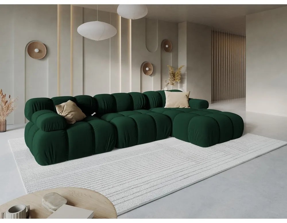 Zielona aksamitna sofa 285 cm Bellis – Micadoni Home