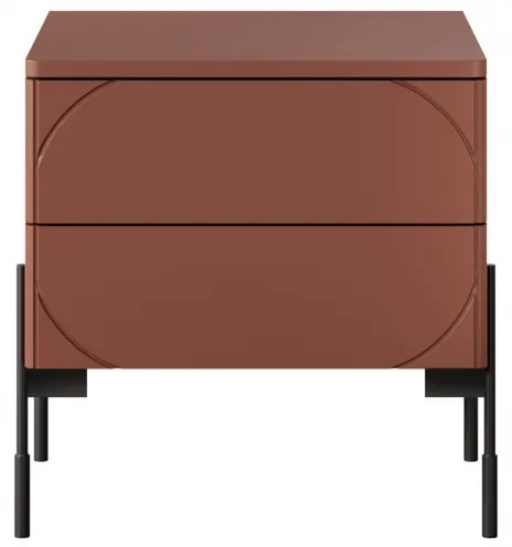 Szafka nocna z dwoma szufladami Sonatia na metalowych nogach 45 cm - burgund