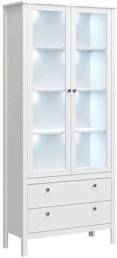 Biała Dwudrzwiowa Witryna Led Z 2 Szufladami Z4-W26
