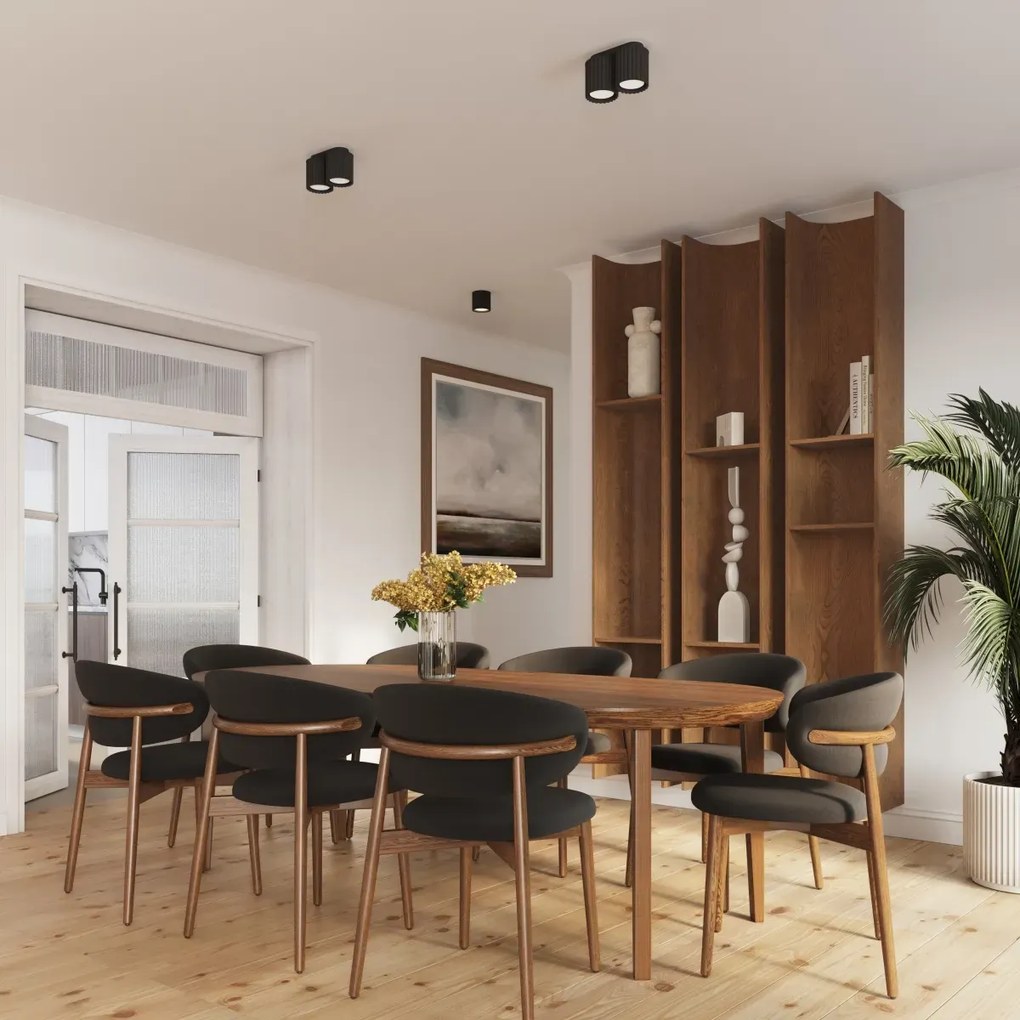 Plafon dwupunktowy AURA 2 czarny GU10 ryflowany SOLLUX LIGHTING