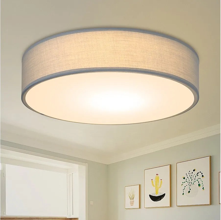 NETTLIFE okrągła lampa sufitowa 1 żarówka E27 30CM nowoczesna sypialnia szara lampa z abażurem z tkaniny lampa do przedpokoju do salonu kuchnia