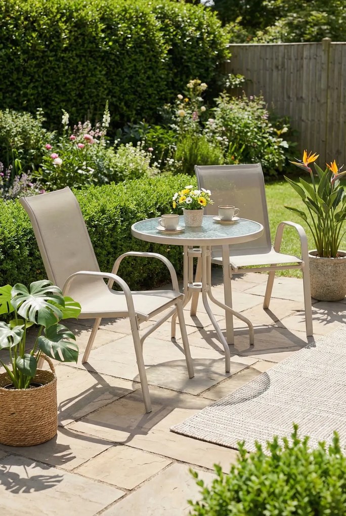 Beżowy zestaw ogrodowy 2 fotele i stolik A3-R75