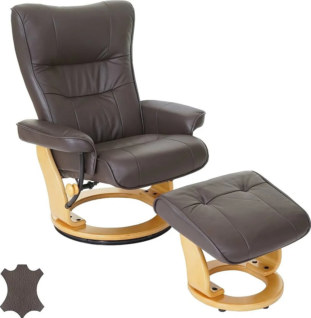 Leżanka Edmonton z taboretem,  brąz, naturalny brąz