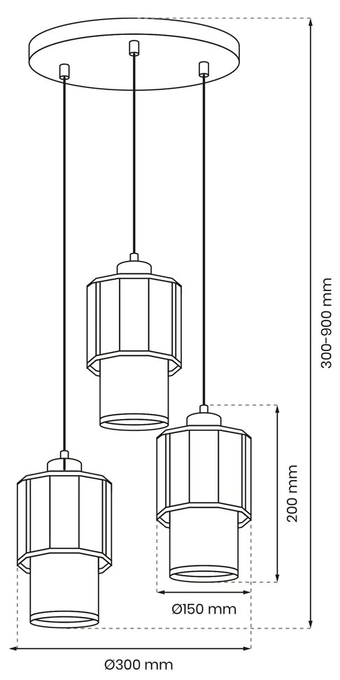 Lampa wisząca BLANCO 3xE27, potrójna, kryształowa, na kole