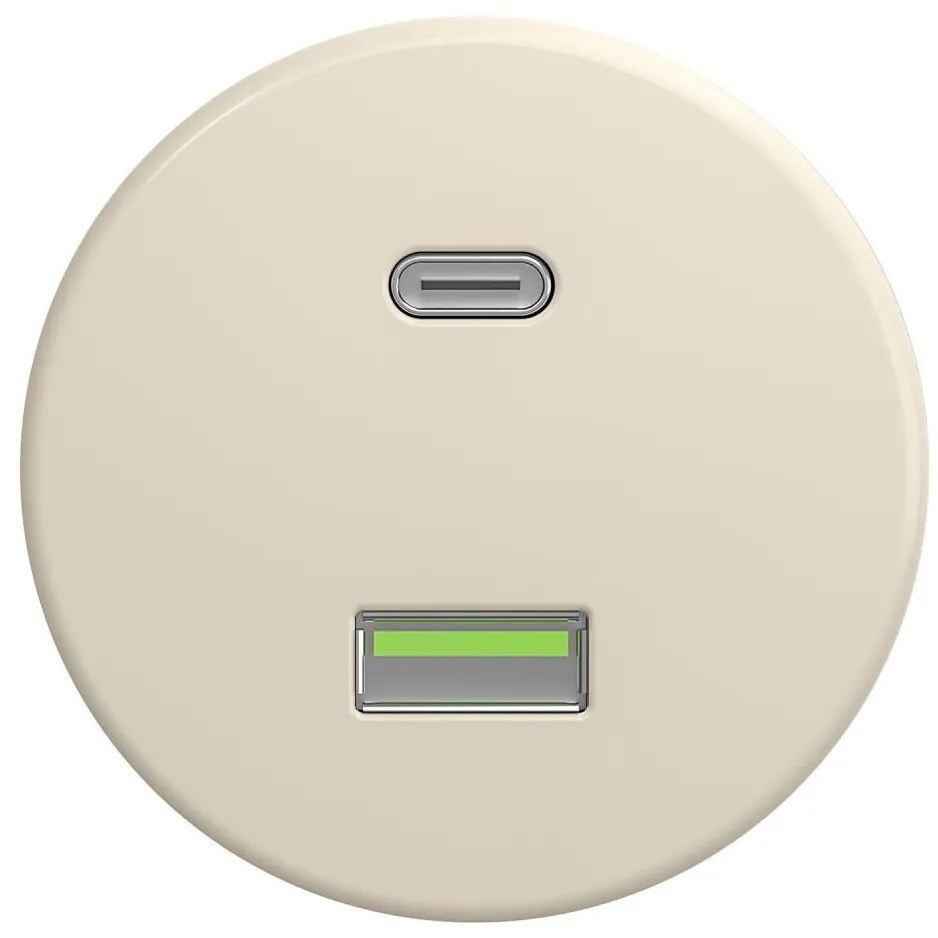 Kliklap - Retro gniazdko USB A+C bez ramki, beżowe