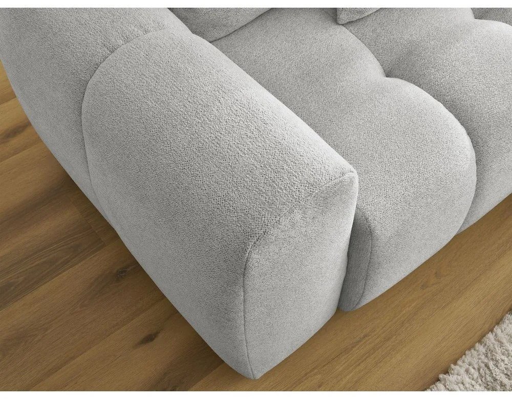 Jasnoszary rozkładany/ze schowkiem narożnik z tkaniny szenilowej (prawostronny/z szezlongiem) Roxelane – Bobochic Paris