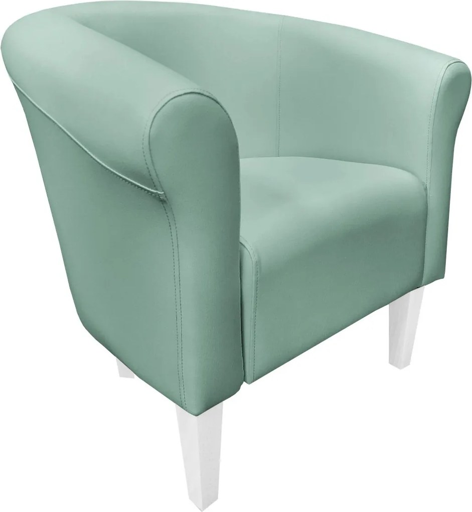 Fotel Milo tkanina Eko-skóra elegancki fotel do salonu i gabinetu : Kolor nogi - Biała, Kolor tkaniny - EKO-SKÓRA - 7D, Wysokość nogi - 20 cm