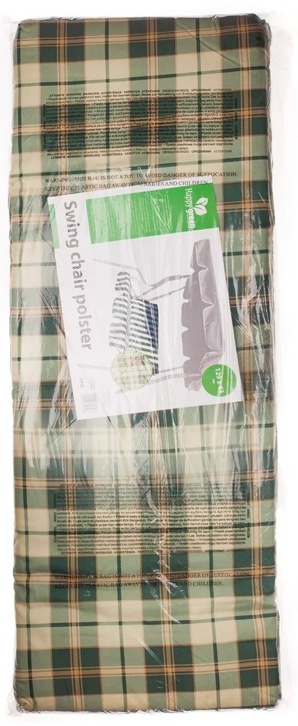Happy Green Poduszka na huśtawkę Zielona krata, 129 cm