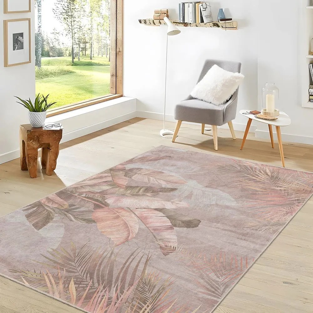 Beżowy chodnik odpowiedni do prania 80x200 cm Dusty Leaves – Mila Home